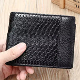Porte Carte à Deux Volets Chic en Cuir à Motif Crocodile