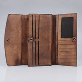 Portefeuille Long Vintage à Compartiments en Cuir Homme
