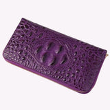 Portefeuille en Cuir à Motif Croco Décontracté pour Femme