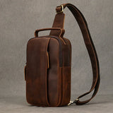 Sac Bandoulière Fonctionnel en Cuir Vintage pour Homme