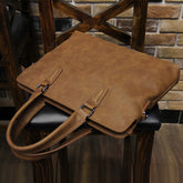 Sac Ordinateur à Main Vintage en Cuir de Luxe