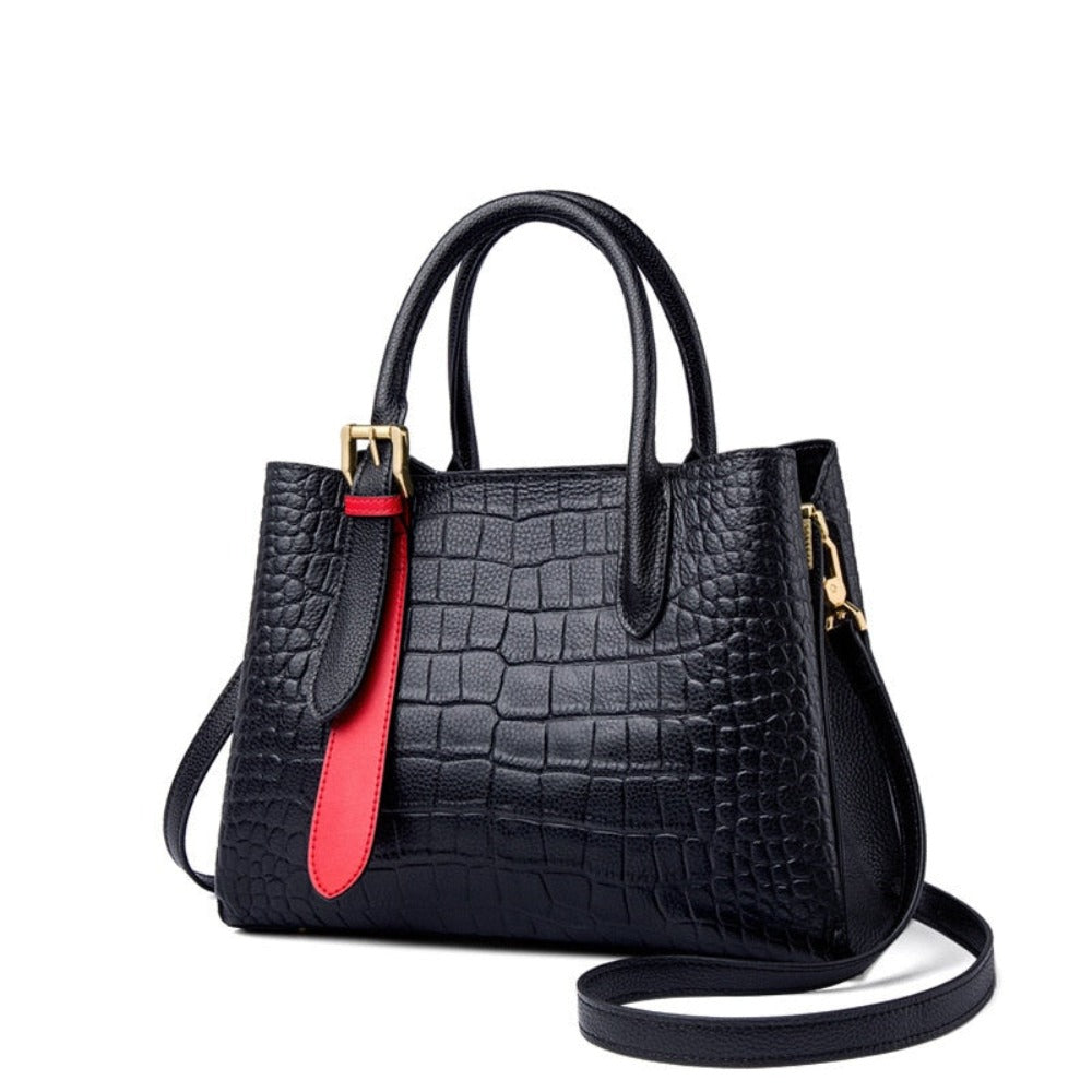 Sac à Main Motifs Croco de Luxe avec Poignées