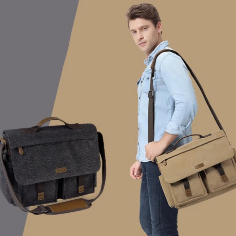 Sac Bandoulière de Grande Capacité en Toile pour Homme