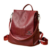 Sac à Dos de Voyage à Motif Croco en Cuir pour Femme