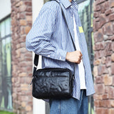 Sacoche Messager à Fermeture Eclaire de Luxe en Cuir