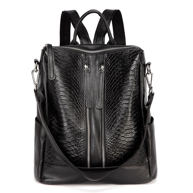 Sac à Dos de Voyage à Motif Croco en Cuir pour Femme