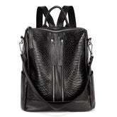 Sac à Dos de Voyage à Motif Croco en Cuir pour Femme