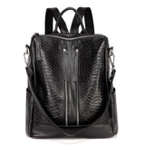 Sac à Dos de Voyage à Motif Croco en Cuir pour Femme