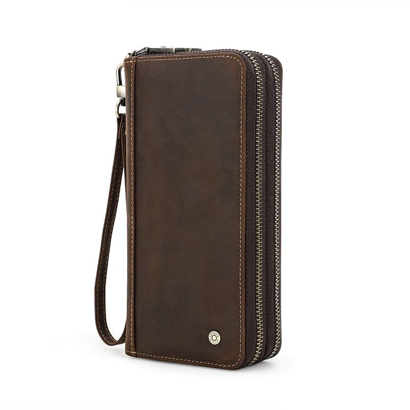 Portefeuille à Bandoulière Multifonction en Cuir Homme