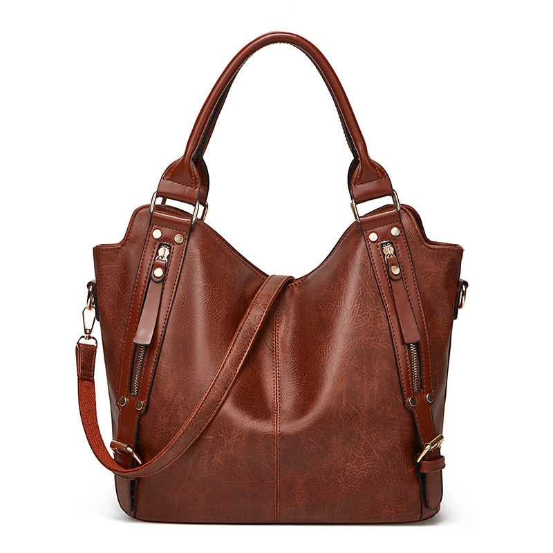 Sac Cabas Chic de Grande Capacité en Cuir Vintage