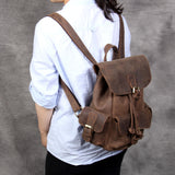 Sac à Dos de Style Rétro en Cuir Vintage pour Femme