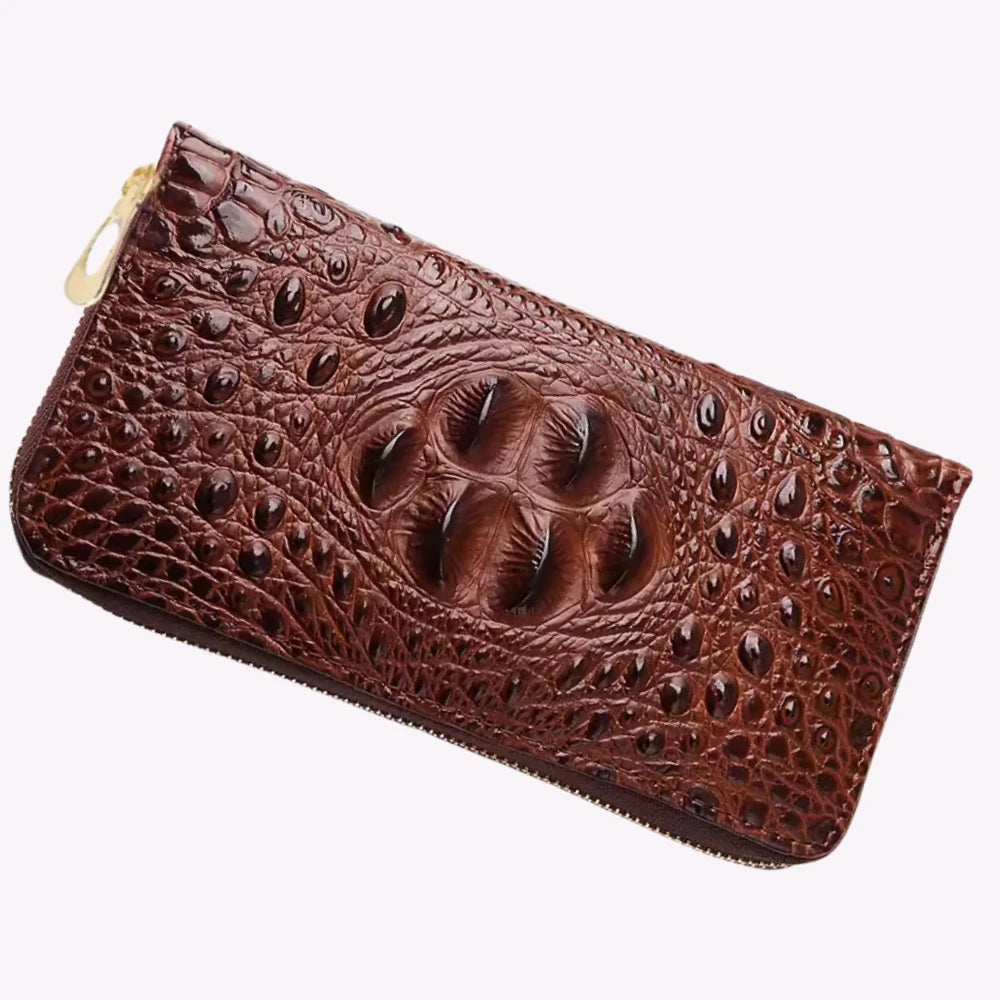 Portefeuille en Cuir à Motif Croco Décontracté pour Femme
