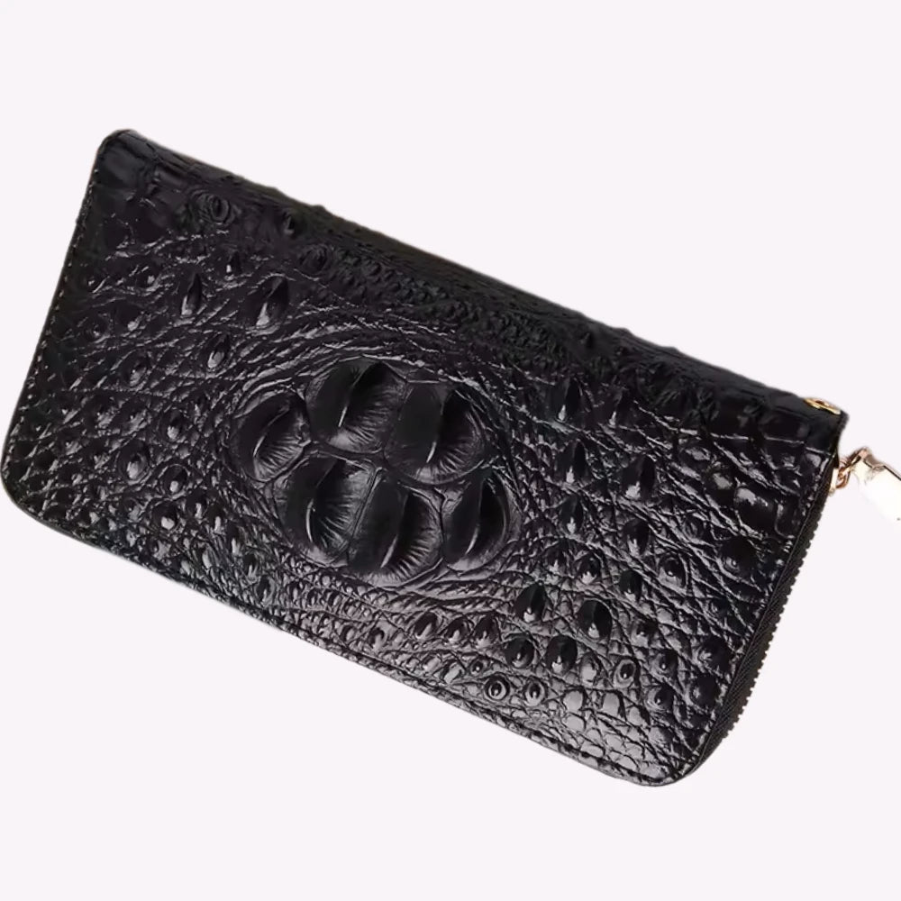 Portefeuille en Cuir à Motif Croco Décontracté pour Femme