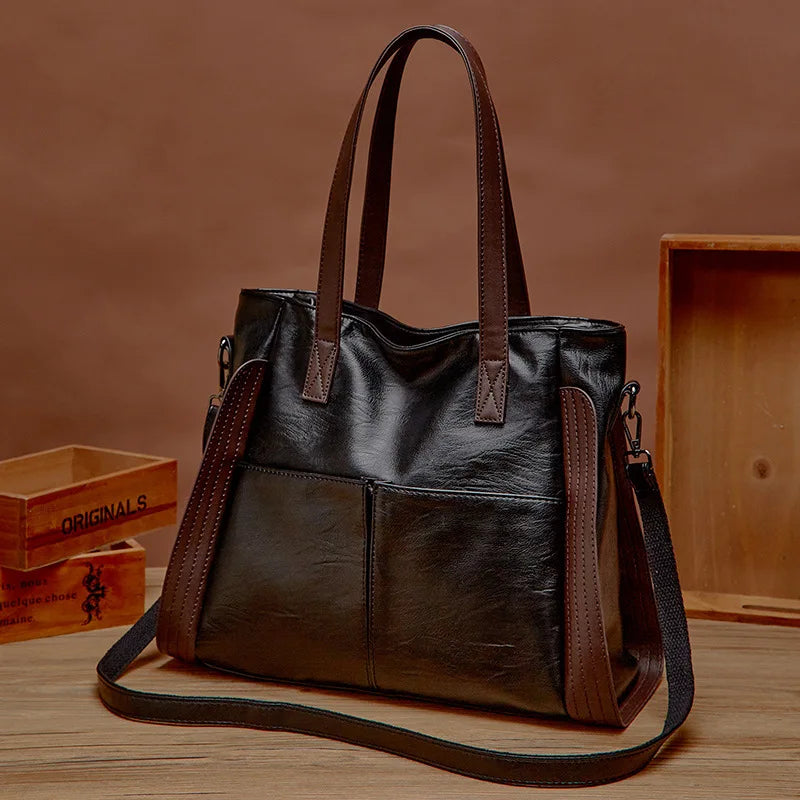 Sac Cabas Femme Vintage Grand Format avec Bandoulière