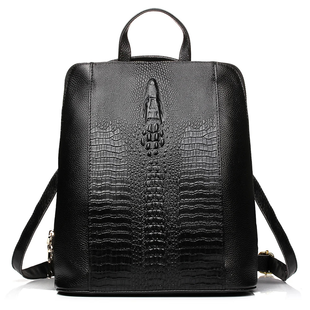 Sac à Dos en Cuir à Motif Croco pour Femme
