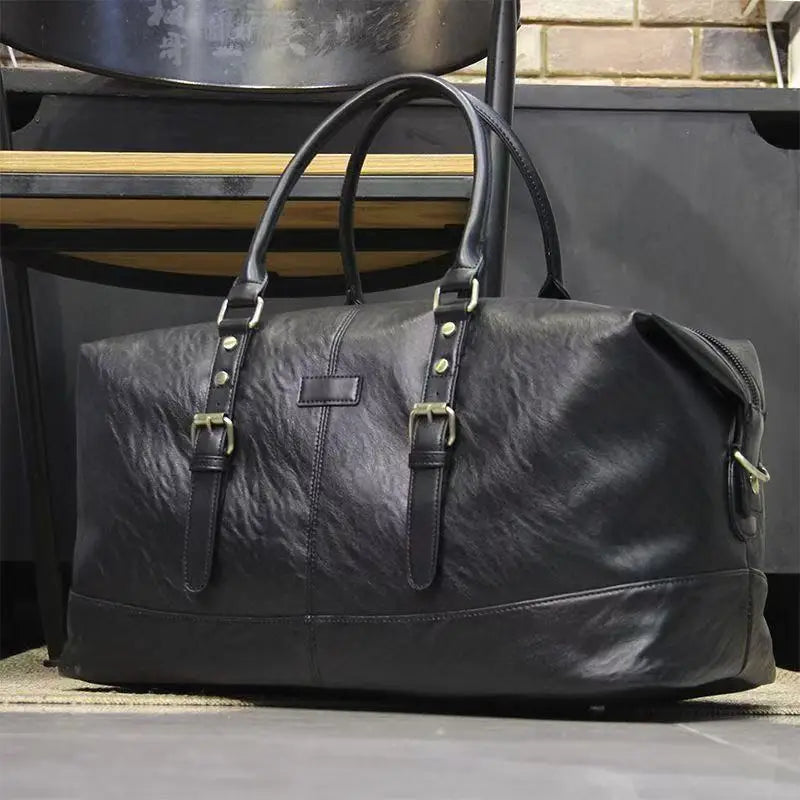 Sac de Voyage à Main Bandoulière Vintage en Cuir Homme
