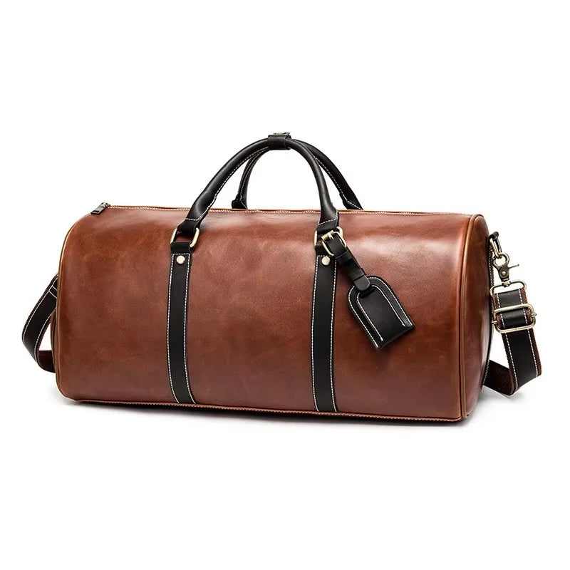 Sac de Voyage à Main Rétro en Cuir de Luxe