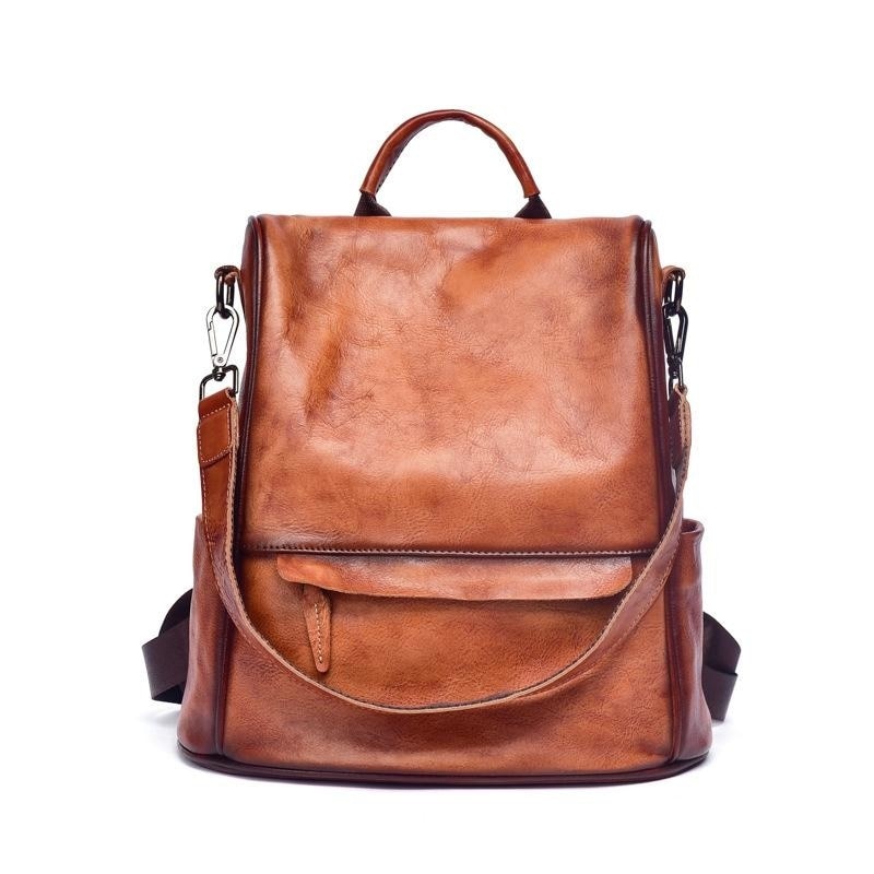 Sac à Dos avec Bandoulière en Cuir Vintage pour Femme