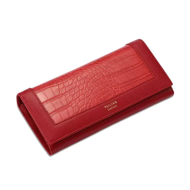 Portefeuille en Cuir de Luxe à Effet Croco pour Femme