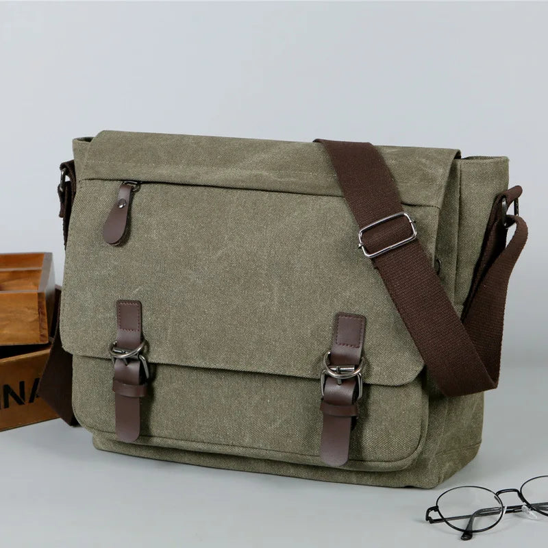 Sac Bandoulière Rétro de Grand Format en Toile pour Homme
