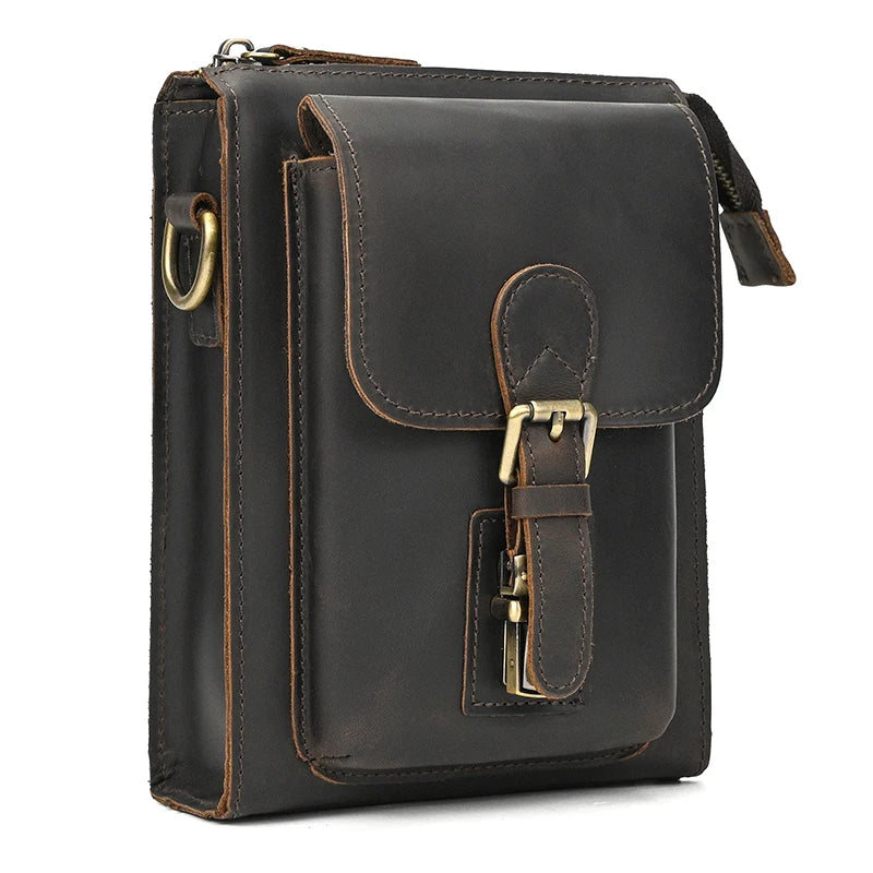 Sac Bandoulière à Epaule Chic en Cuir Vintage pour Homme