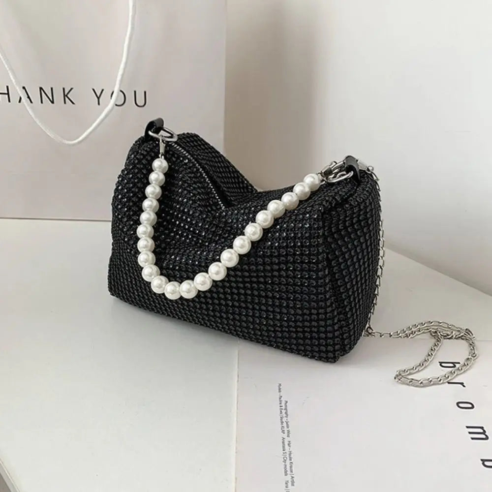 Sac À Main Strass Luxe Anse Perles