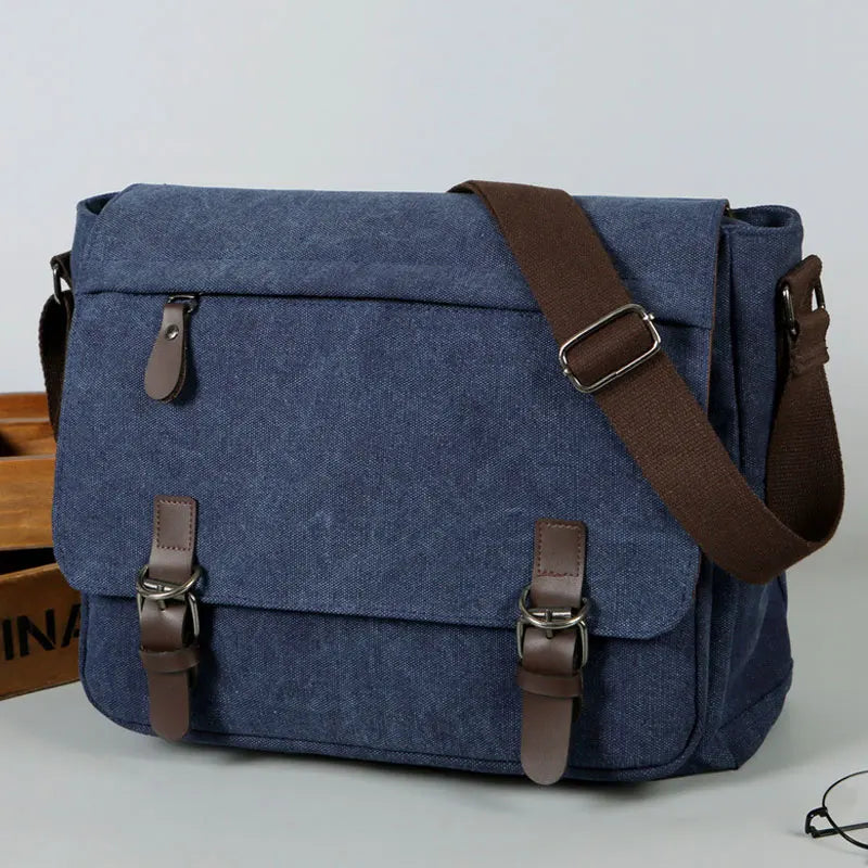 Sac Bandoulière Rétro de Grand Format en Toile pour Homme