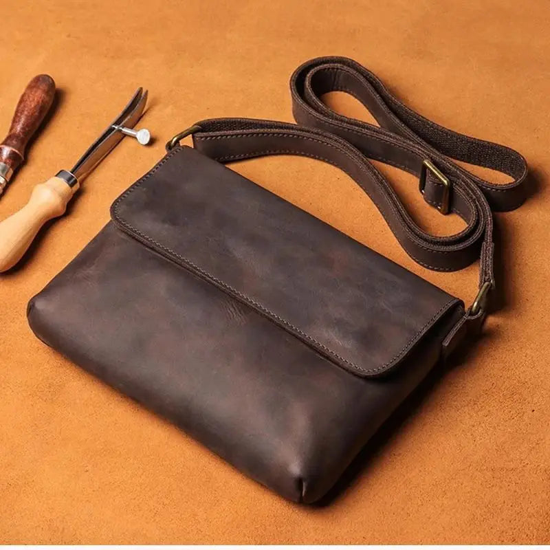 Sacoche en Cuir Vintage pour Homme - Marron