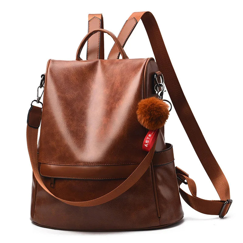 Sac à Dos avec Bandoulière en Cuir Vintage pour Femme