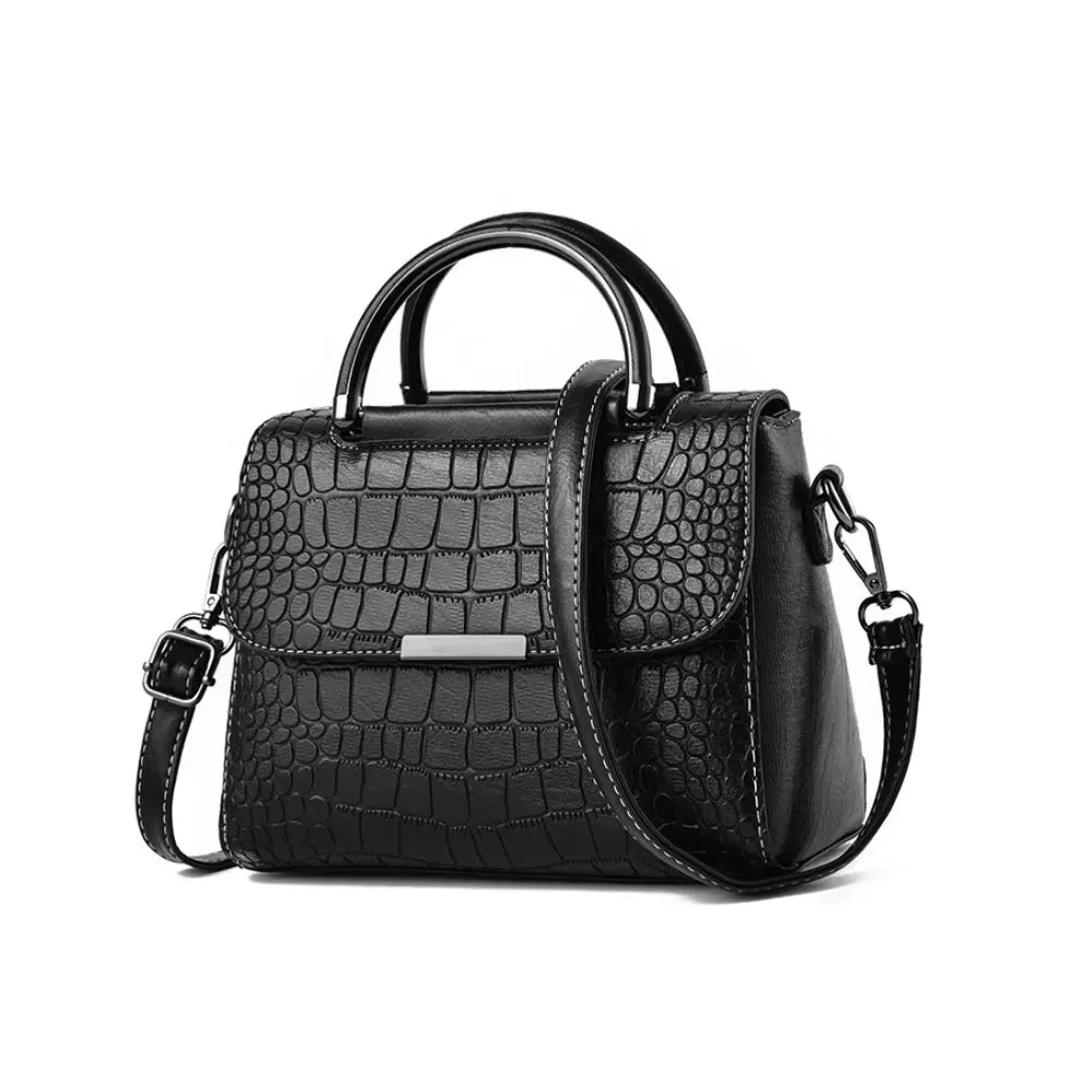 Sac Bandoulière en Cuir Croco de Grande Capacité