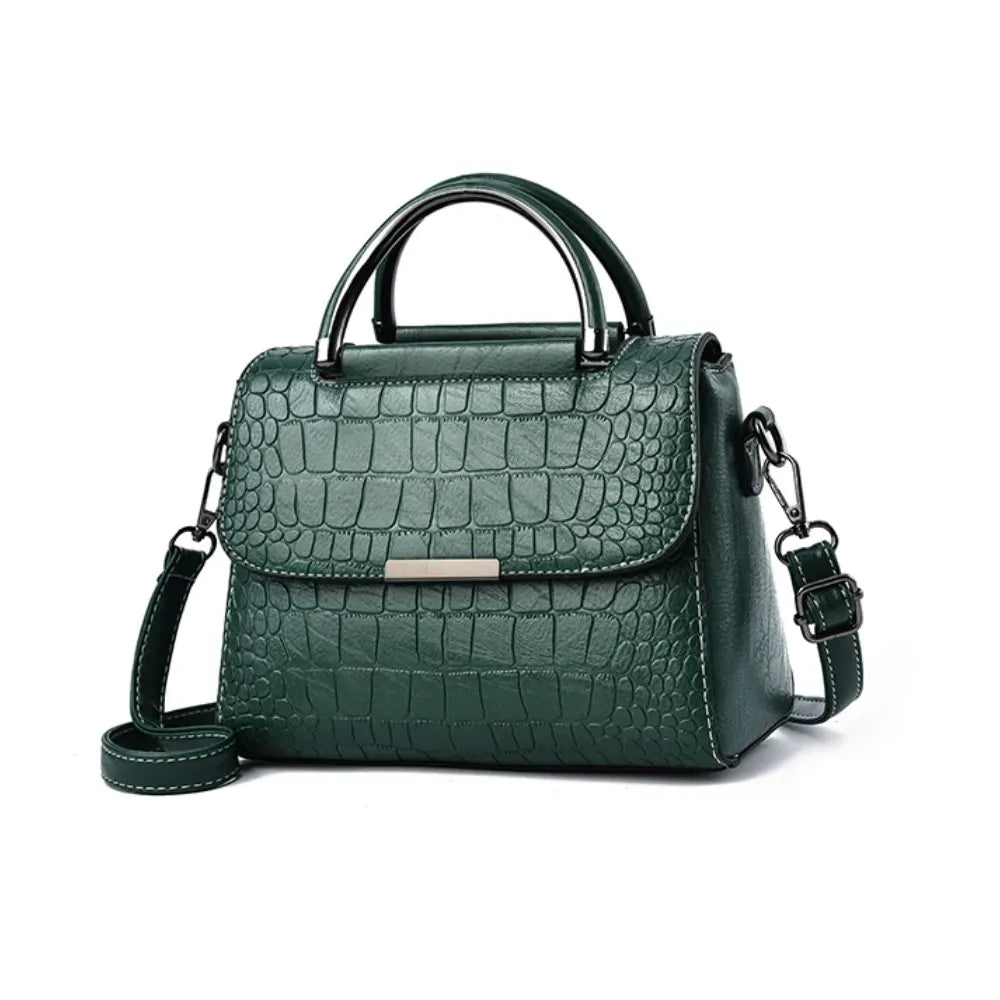 Sac Bandoulière en Cuir Croco de Grande Capacité