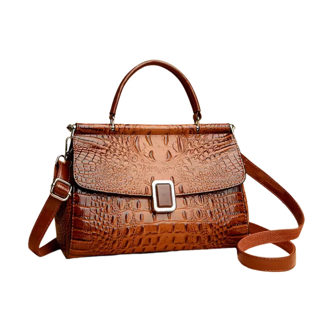 Sac Bandoulière Chic en Cuir Croco pour Femme