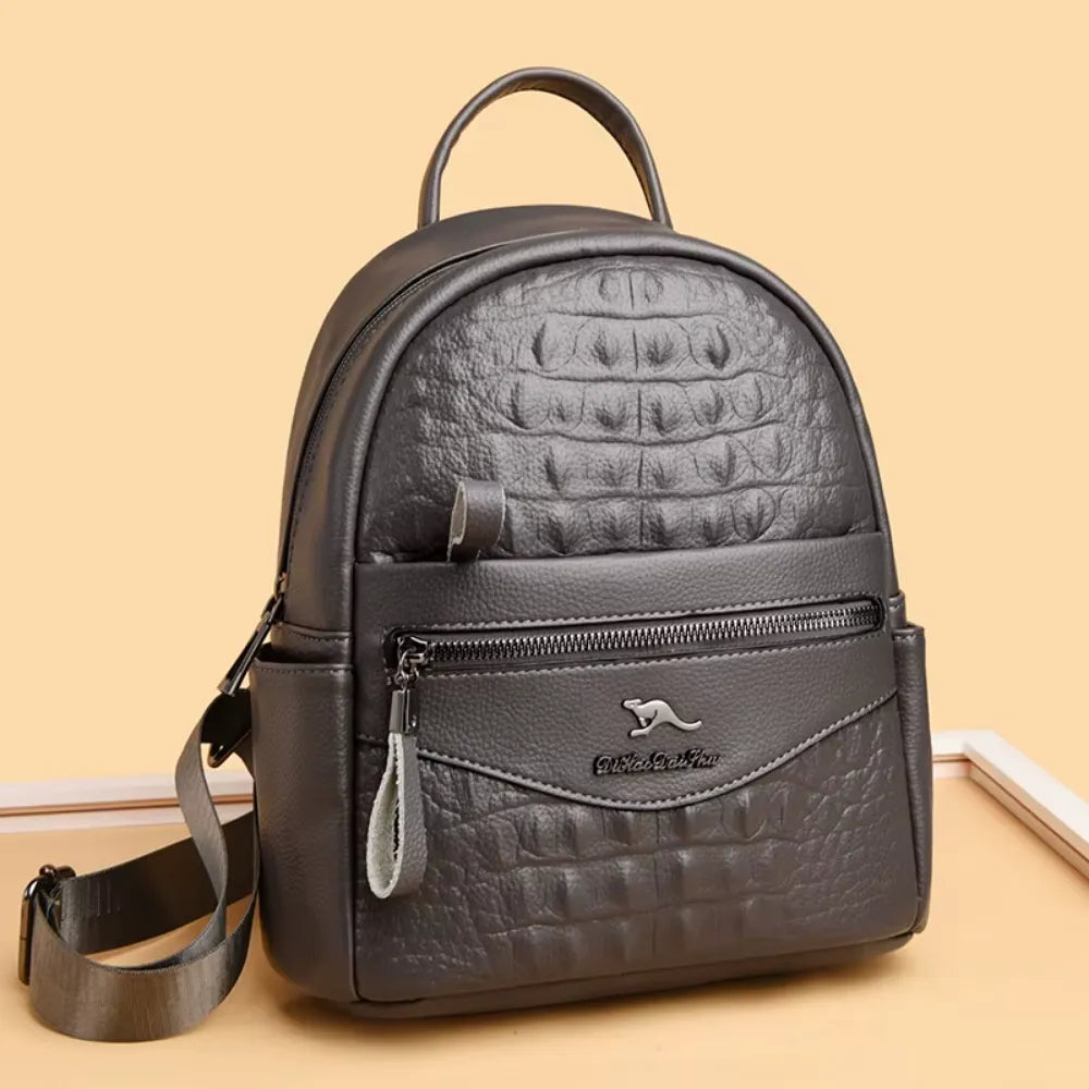Sac à Dos Effet Croco de Petit Format Chic pour Femme
