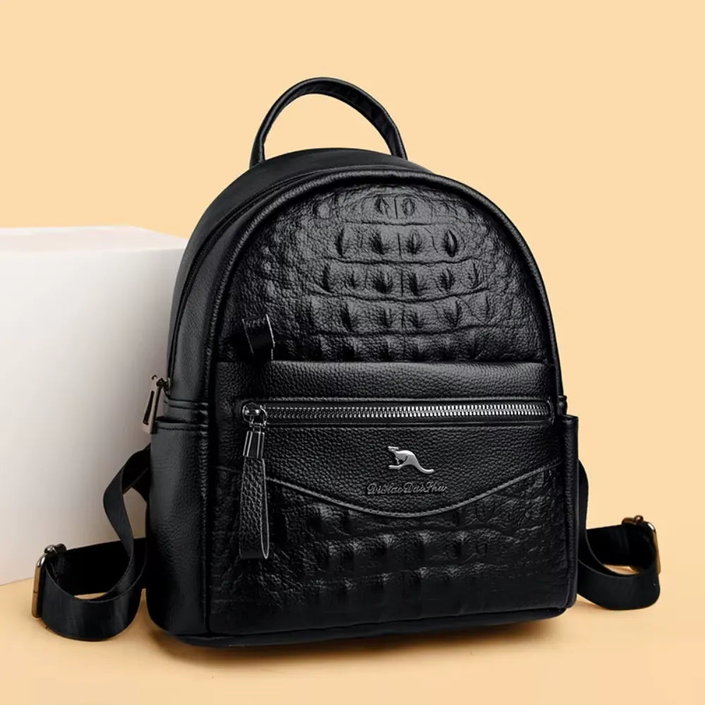 Sac à Dos Effet Croco de Petit Format Chic pour Femme