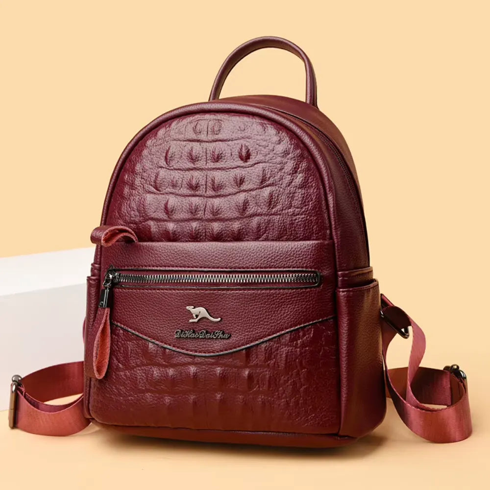 Sac à Dos Effet Croco de Petit Format Chic pour Femme