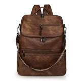 Sac à Dos Effet Vintage de Grande Capacité pour Femme