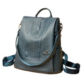 Sac à Dos de Voyage à Motif Croco en Cuir pour Femme