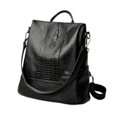 Sac à Dos de Voyage à Motif Croco en Cuir pour Femme