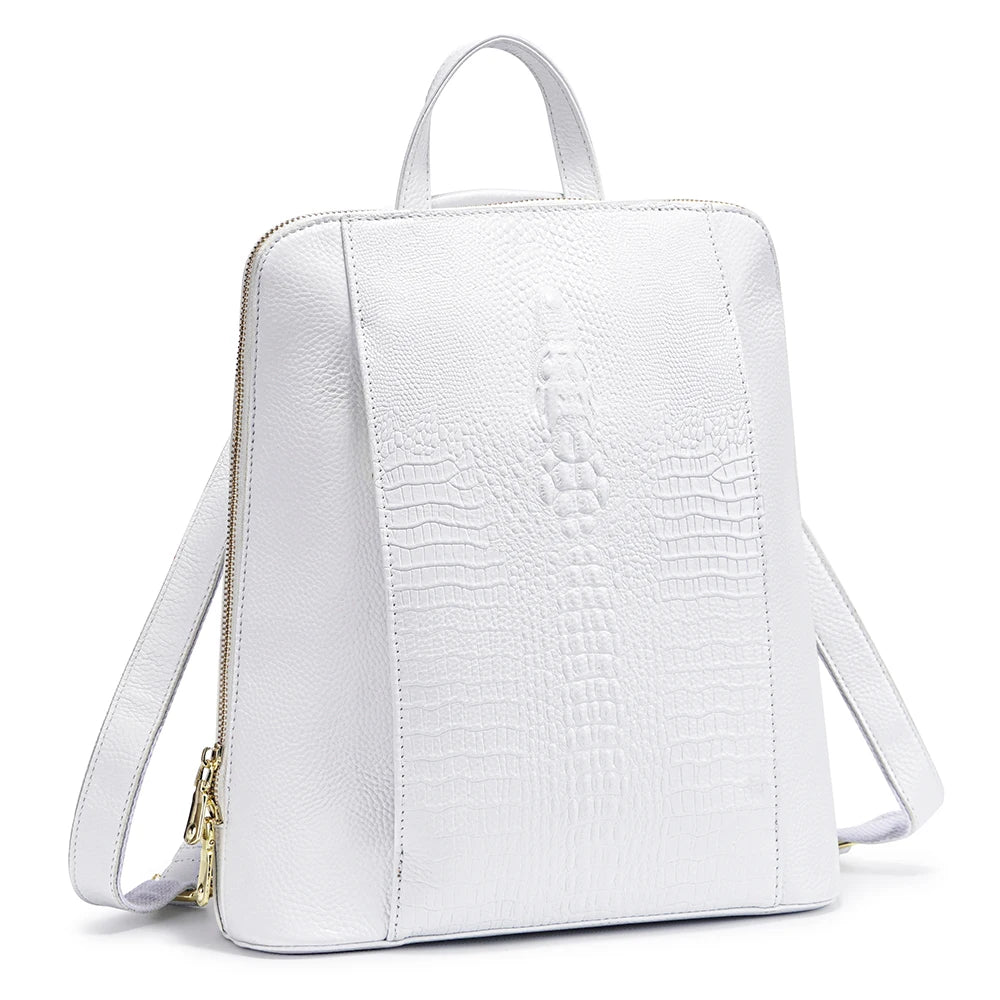 Sac à Dos en Cuir à Motif Croco pour Femme