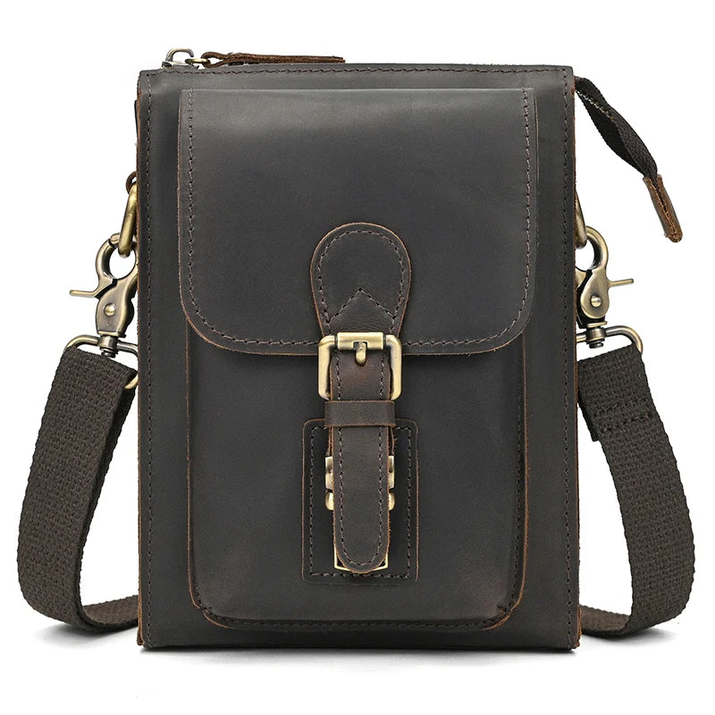 Sac Bandoulière à Epaule Chic en Cuir Vintage pour Homme