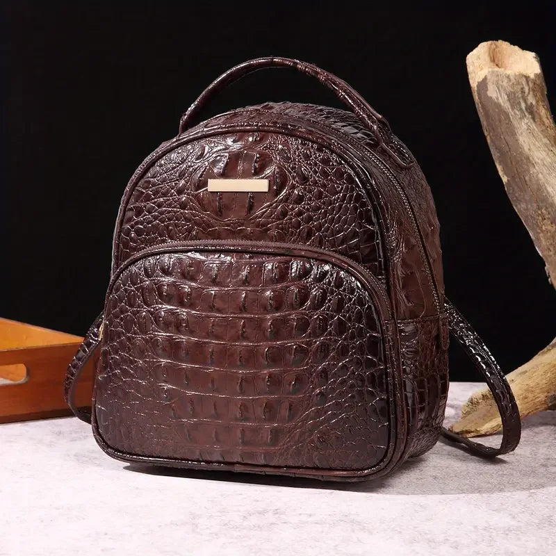 Sac à Dos Effet Croco de Petit Format Chic pour Femme