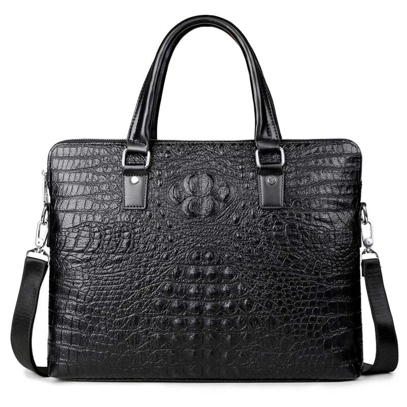 Porte Document à Bandoulière Business en Cuir à Motif Croco