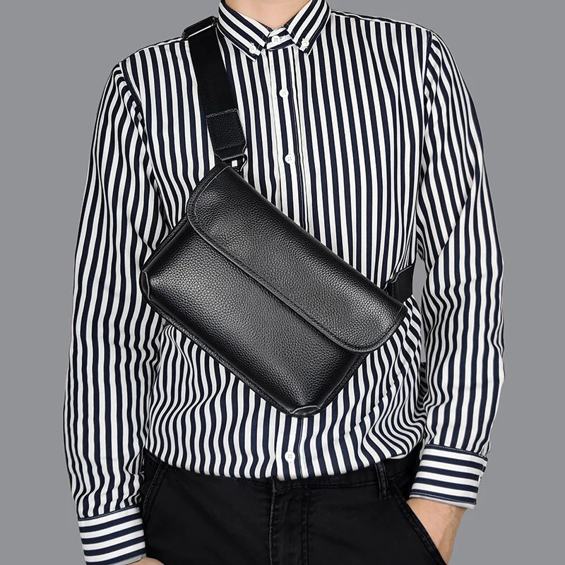 Sacoche Messager à Fermeture Eclaire de Luxe en Cuir