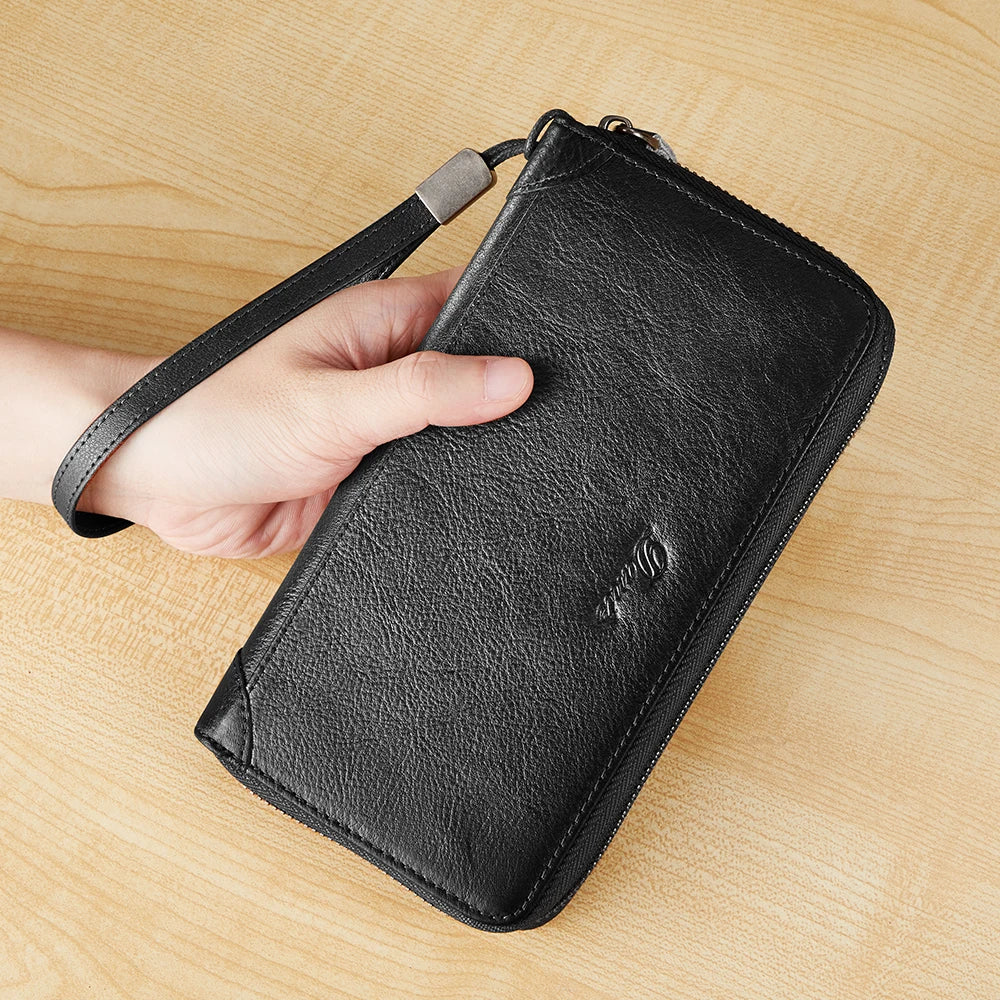 Portefeuille à Bandoulière Multifonction en Cuir Homme
