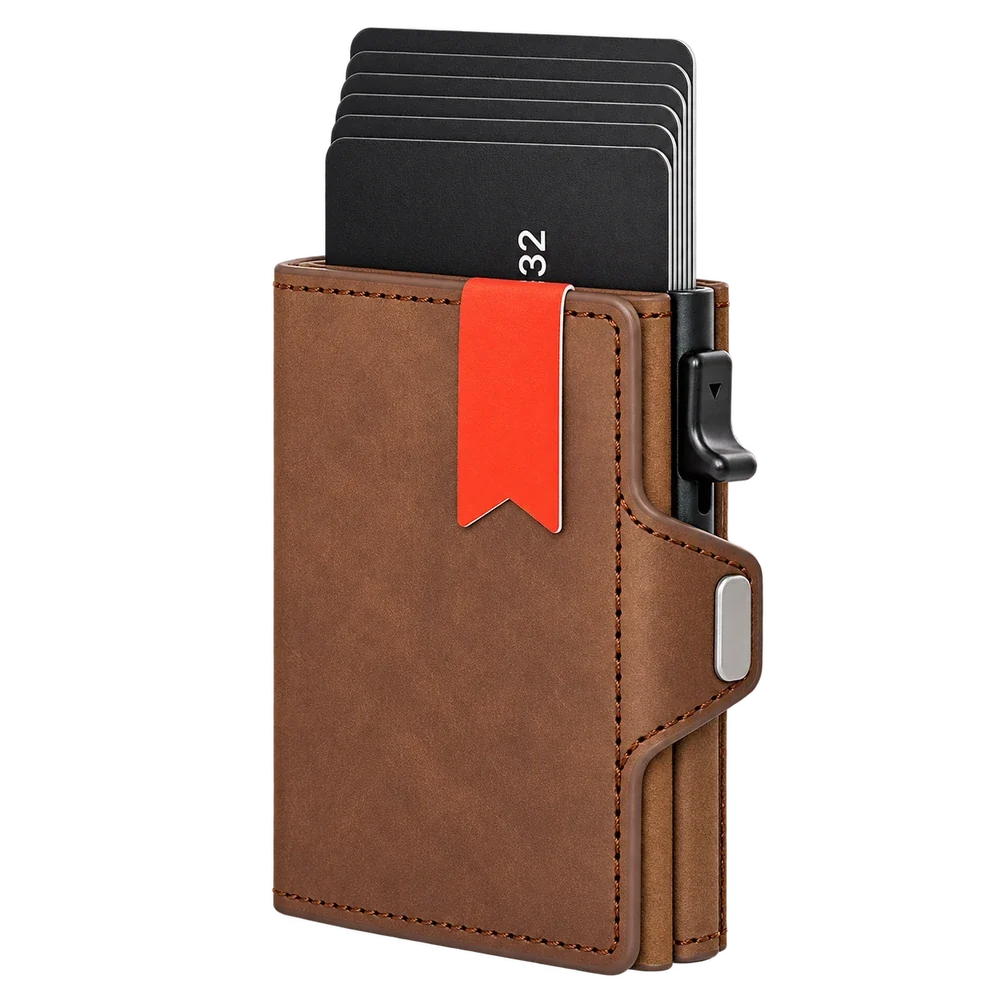 Porte-cartes homme RFID - Marron