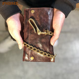 Porte Carte Elégant avec Chaîne en Cuir pour Homme